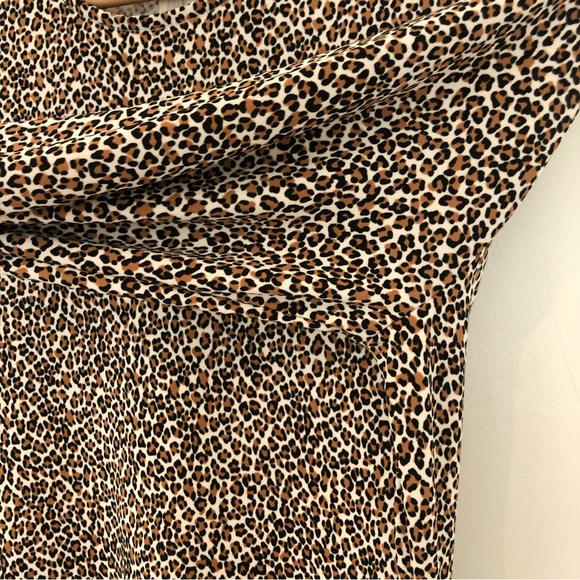 Banana Republic Leopard Print Fit and Flare Front Slit L/S MIDI Dress Sz M - Picture 8 of 16